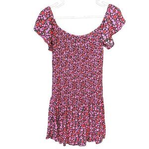 Lulu Women’s FLORAL PRINT MINIDRESS IN BLACK FLORAL PRINT Size L